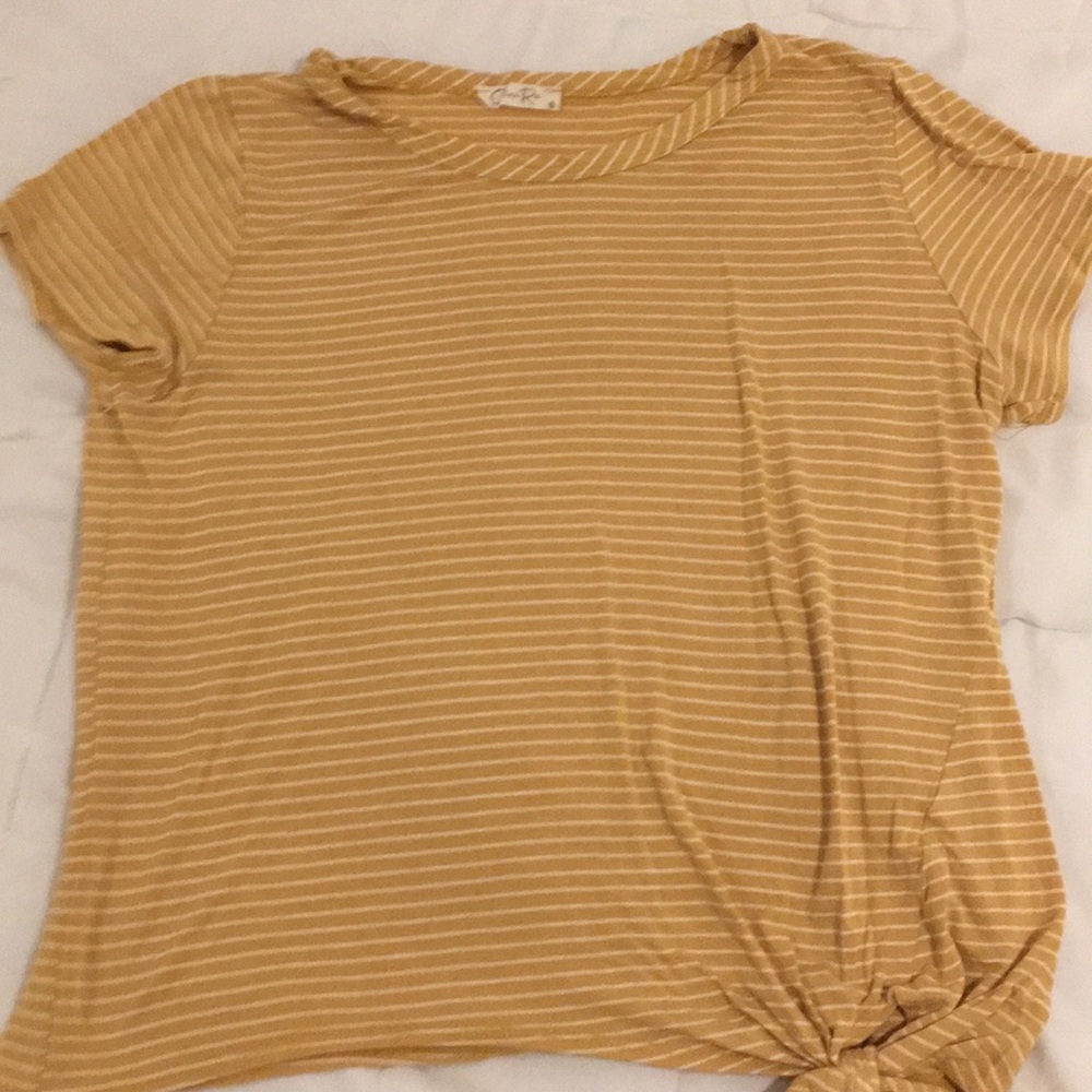 yellow and white striped T-shirt